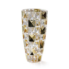 Ваза для квітів ручної роботи у формі діаманта, позолочена скляна ваза 29.5 см для декору дому, весілля, офісу та святкування