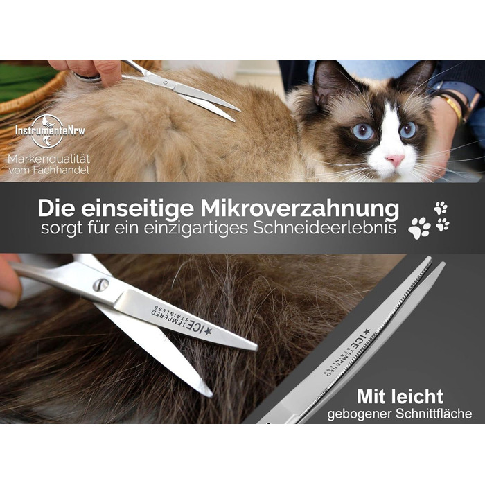 Ножиці для стрижки собак, вигнуті, 8 дюймів, з мікро-зубчиками