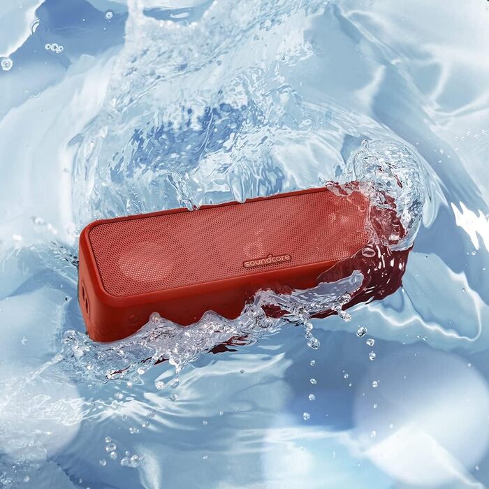 Soundcore 3 Bluetooth колонка: Стереозвук, Titan-драйвер, PartyCast, BassUp, 24 год, IPX7, EQ, Чорний/Червоний