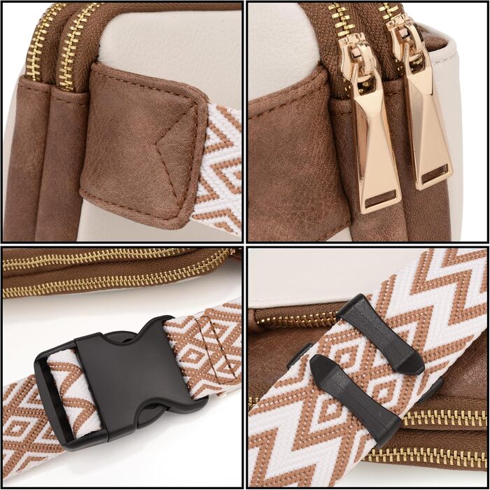 Жіночий гаманець UTO з PU шкіри, багатофункціональний на блискавці, клатч для телефону (білий та коричневий)