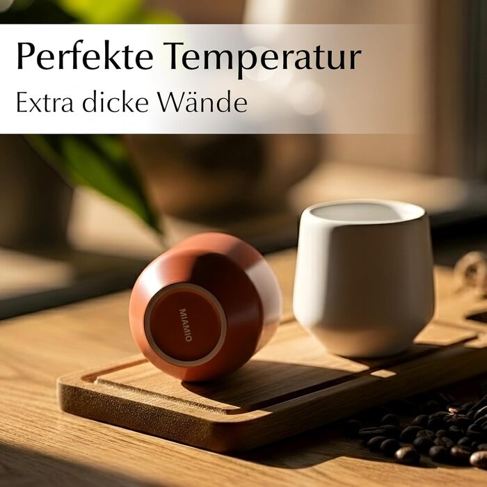 Набір чашок для еспресо Miamio, 4 шт (90 мл), кераміка без ручки, бежевий пастельний колір, Luxe Collection