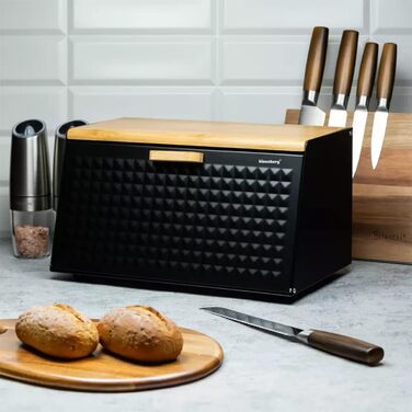 Кляузерг Brotbox - дерев'яний контейнер для хліба з нержавіючої сталі (чорний)