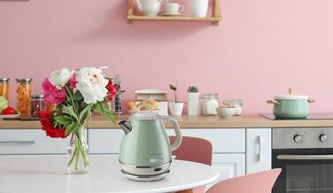 Електричний чайник Ariete Vintage 2868, Бежевий, 1 л, 1600W, з нержавіючої сталі, Retro дизайн, бездротовий, з автовимкненням