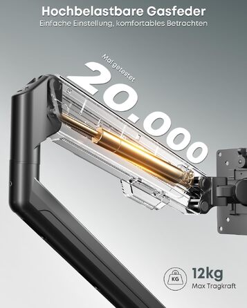 Кронштейн для двох моніторів 17-40 дюймів з газліфтом, поворотний, чорний