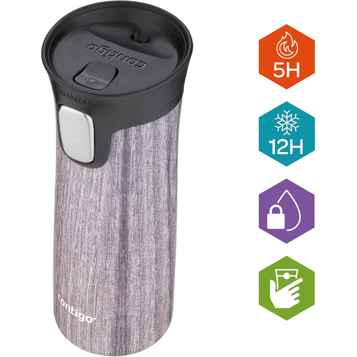 Термокружка Contigo Pinnacle Autoseal з нержавіючої сталі, 420 мл, вихідний отвір, без BPA, для кави з собою