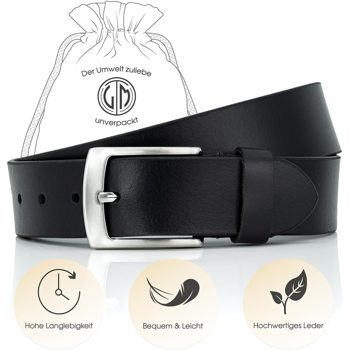 Чоловічий шкіряний ремінь Lindenmann XXL для великих розмірів (170 см, 130 см обхвату, 145 см загальної довжини, ширина 51.2 мм)