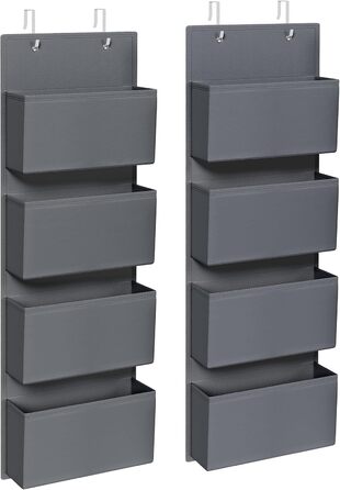 Органайзер для шафи SONGMICS з 4 кишенями, навісна полиця, органайзер для гардеробу, навісне зберігання, органайзер для дверей, спальня, вітальня, 2 x 33,5 x 00 см, RDH04G (2, сірий шифер)