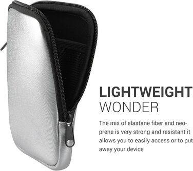 Чохол для eReader kwmobile - Неопренова сумка-чохол, захисна обкладинка - 17 x 12 x 2 см, внутрішні розміри 6' eReader (6' eReader, сріблястий)