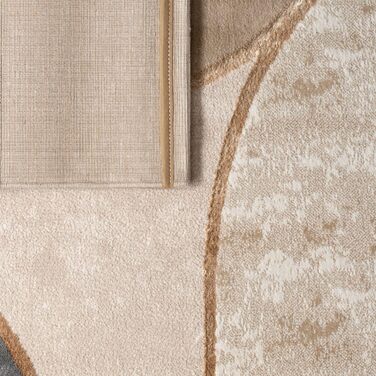 Килимок для вітальні TT Home з коротким ворсом, геометричний дизайн, абстрактний стиль, сірий та темно-кремовий, 80x150 см