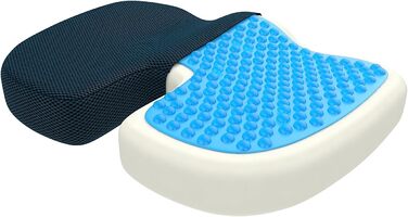 Ортопедична подушка для сидіння Bonmedico з Memory Foam та гелевим наповнювачем - для автомобіля, офісного крісла, інвалідного візка. Синя, для комфорту та підтримки спини.