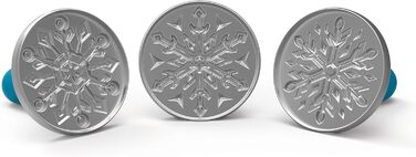Nordic Ware Disney Frozen 2 Cookie Stamps, Design: Falling Snowflake, Set of 3, Silver with Blue Handles