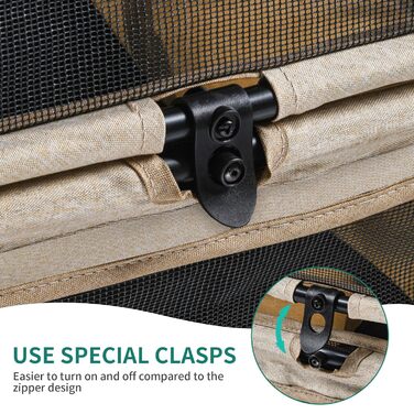 YITAHOME Buggy для собак та котів, складний, до 22 кг, з обертовим ручками, сітковими вікнами, тримачем для напоїв, EVA-колеса з гальмом (Бежевий)