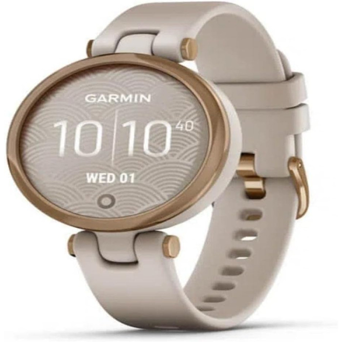 Розумний годинник Garmin Lily™ з сенсорним екраном та унікальним об'єктивом, світло-золотистий з білим шкіряним ремінцем
