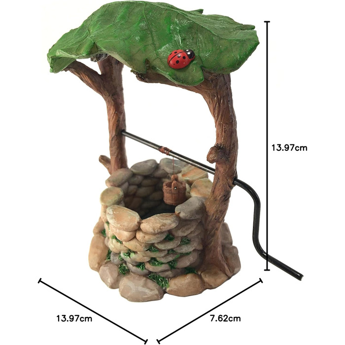 GlitZGlam Miniature Wishing Well with Movable Handle and Bucket for Garden Gnomes - A Fairy Garden Accessory