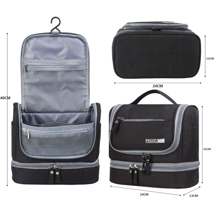 Чоловіча та жіноча косметичка JOZEA, водонепроникна дорожня сумка-органайзер, чорна