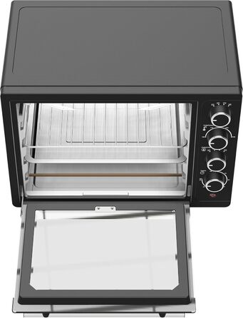 Міні-піч TurboTronic 35л з конвекцією, чорна, 1600W, з 2 дека, таймером, функцією грилю та піци