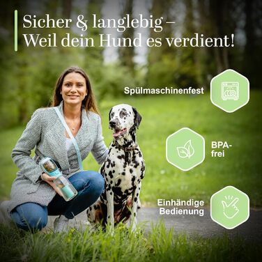 Поїлка для собак на прогулянці 300 мл - 3-в-1 (поїлка та миска) | Без витоку, BPA-free, з функцією повторного наповнення | Вода для маленьких та середніх собак сірого кольору 300 мл