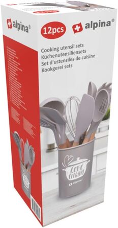 Набір кухонних аксесуарів Alpina Küchenhelfer 7 шт. з обертовим підставкою - кухонні інструменти, силікон, бежевий