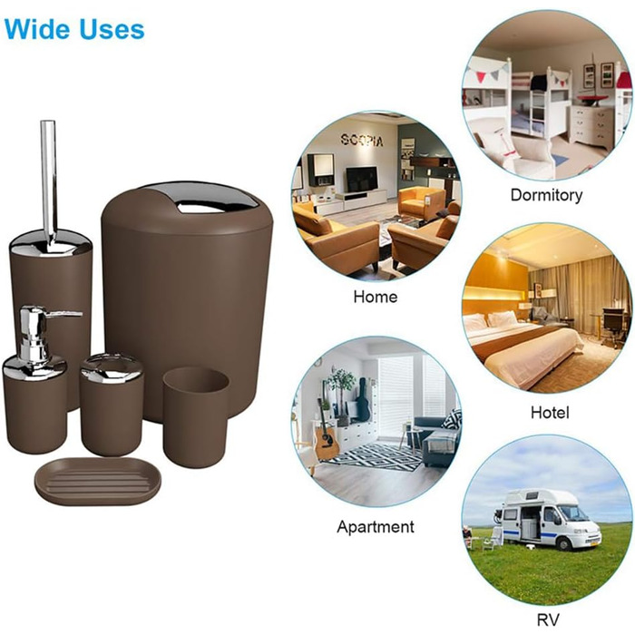 Набір аксесуарів для ванної кімнати, 6 предметів: смітник, тримач для зубних щіток, стакан для зубної пасти, мильниця, дозатор для миючого засобу, зелений