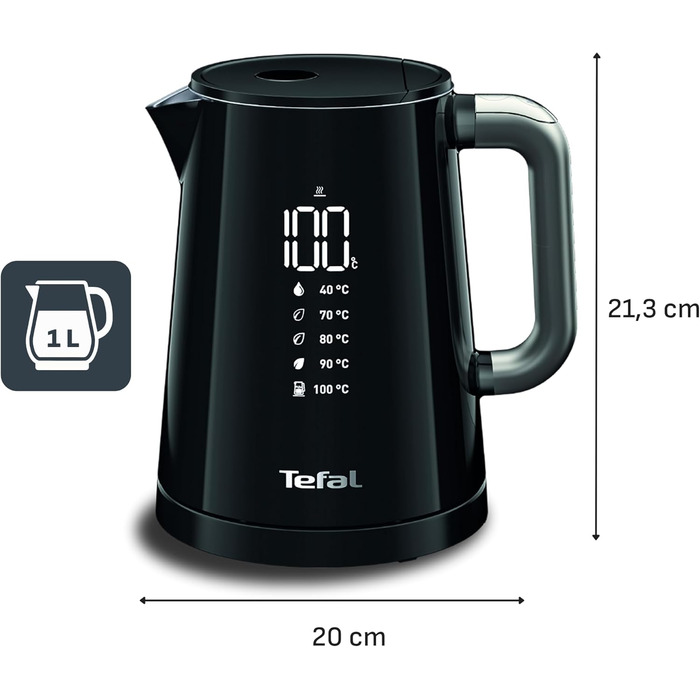 Електричний чайник Tefal Smart’n Light з регулятором температури та функцією підігріву, LED-дисплеєм, швидким нагріванням