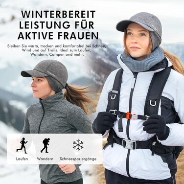 Водонепроникна шапка-кепка TOP-EX для жінок з відкидною часткою та отвором для хвостика, тепла флісова підкладка, біг узимку, світловідбиваюча, сірий колір, розмір L-XL