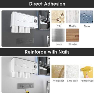 I have a bathroom toothbrush holder, 3-cup toothbrush holder with toothpaste dispenser, bathroom accessories with large storage space, cosmetic drawer, white
