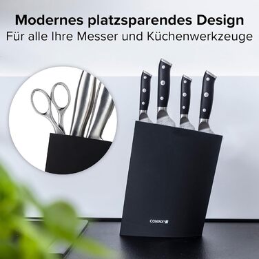 Coninx Knife Block without Knives Black - Modern Knife Block with Flexible Slats - Universal Knife Holder - Stylish Unloaded Knife Block - Facilitates Knife Storage