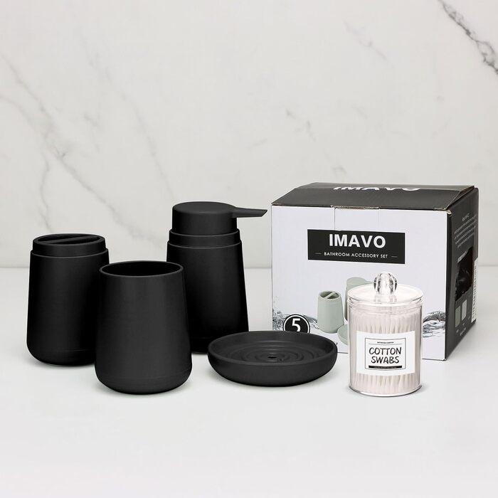 Набір аксесуарів для ванної кімнати IMAVO 4 шт. (Зелений): тримач для зубних щіток, стаканчик, дозатор мила, мильниця