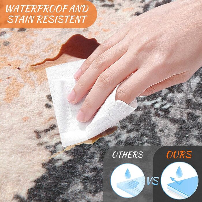 Килим Safunion для вітальні: великий сучасний абстрактний килим з коротким ворсом, м'який килим для спальні (80 x 120 см, 120 x 160 см), абстрактний коричнево-багатокольоровий