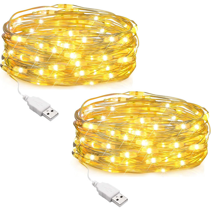 LED гірлянда SALCAR, 1000 світлодіодів, 20м, мідний дріт, 8 режимів, вологостійка, для декору кімнат, ялинок, саду, вечірок, святкування, тепле біле світло