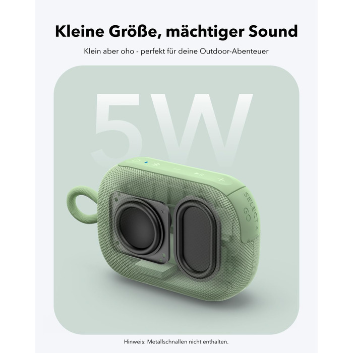 Soundcore Anker Select 4 Go: портативна Bluetooth колонка, водонепроникна IP69, 20 годин роботи, для душу, подорожей та активного відпочинку (зелена)