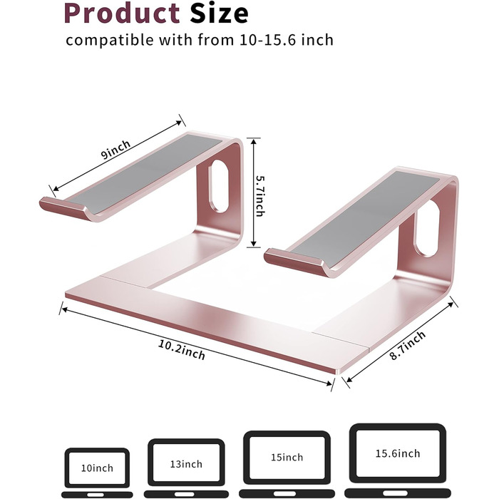 Підставка для ноутбука ALASHI на стіл, алюміній, ергономічна, 10-15.6 дюймів, червоно-золотий рожевий