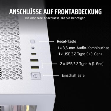 Корпус ПК CORSAIR 3500X Mid-Tower ATX з панорамним склом, білий, з 3 вентиляторами RS120, сумісний з перевернутим розташуванням материнської плати