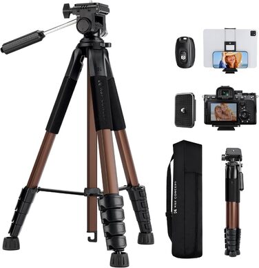 Штатив K&F Concept S255A3+BV01: Легкий штатив з сумкою, для камери/DSLR/відеокамери, з підтримкою смартфонів та планшетів (190см, 2-в-1)