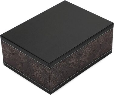 BSTKEY Rectangular Tissue Box Holder made of PU Leather with Remote Control, Storage Box (Black Flower)