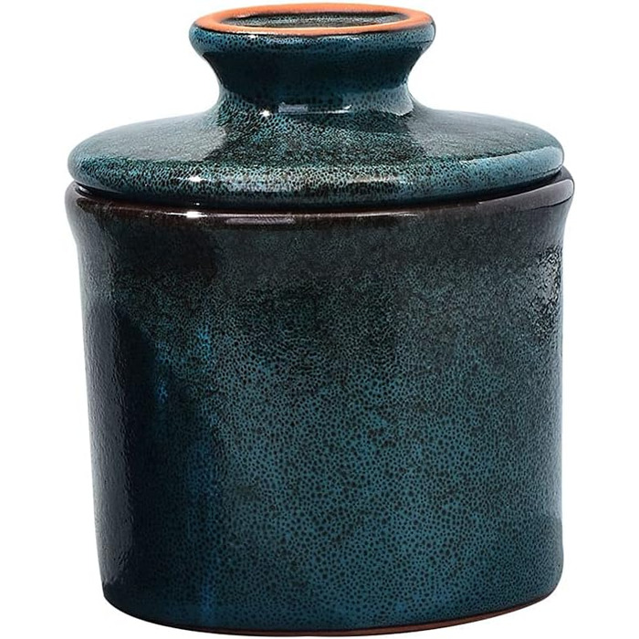 Ceramic Butter Container – Ceramic Butter Dish with Water Line for Countertop, Keeps Butter Fresh, Blue