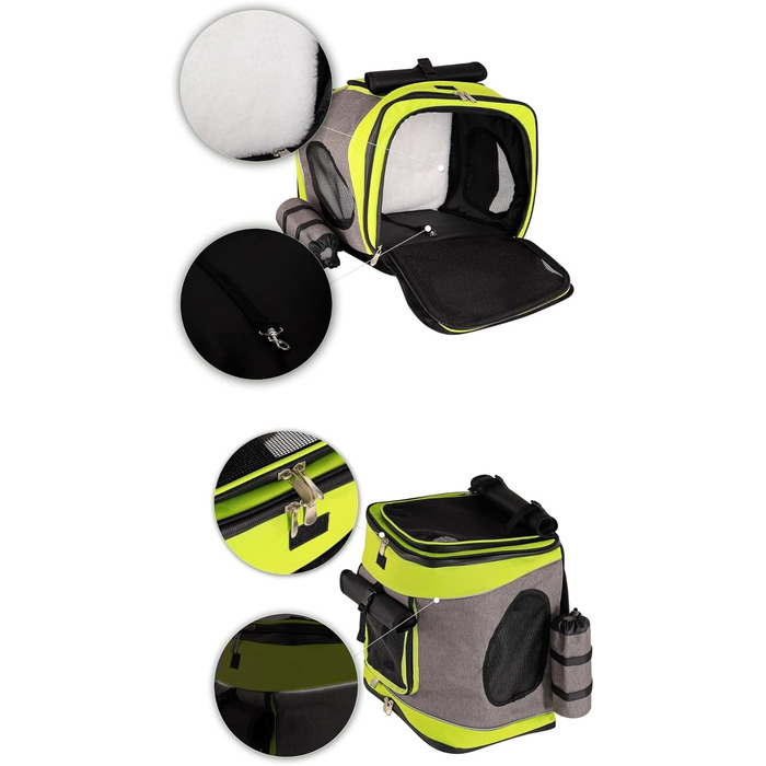 Сумка-рюкзак для транспортування котів Lionto, 34x30x42 см, сіра/зелена