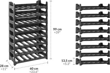Bottle Rack - Modular, stackable design for 36 bottles, wine rack anthracite (8 modules for 48 bottles)