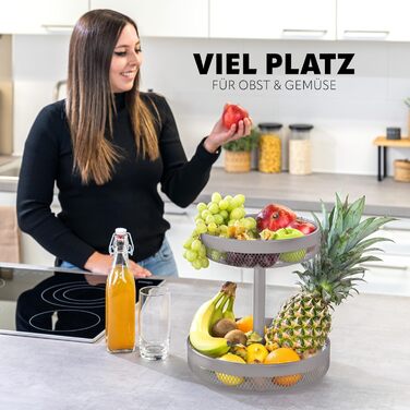 Двоярусна кругла фруктова тарілка/корзина для хліба Eluno, металева, тауп (бежевий)