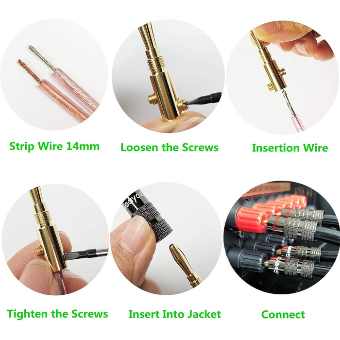 Бананові конектори 24K позолота для акустичних систем - (6 пар / 12 шт.) (24 шт.)