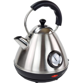 Електрочайник Syntrox Germany WK-2200W-1.7T, 2200 Вт, 1,7 л, нержавіюча сталь, бездротовий, з термометром, 360° поворот, чайник для води та чаю