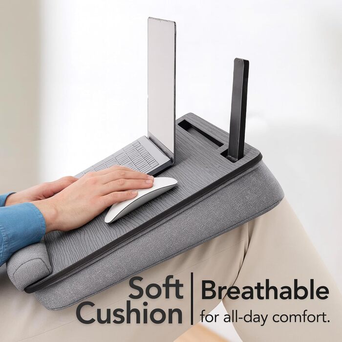 Підставка для ноутбука Vigo Wood - Книжкова підставка для ноутбука до 17,3 дюймів - М'яке підносне ліжко для роботи в ліжку або на дивані - Екологічна підставка для ноутбука для дому (Cambridge & Braun)