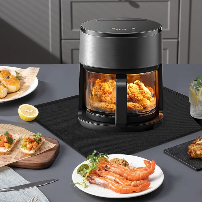 Термостійкі підкладки під фритюрницю 2 шт. 40x45 см, 1 мм - захист від нагріву для стільниці, масло- та водовідштовхувальні, легко миються, чорного кольору