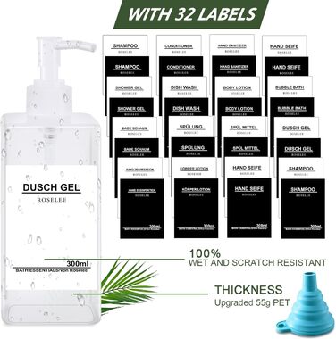 Набір дозаторів для мила Roselee (4 шт.), 300 мл, прозорі, для кухні та ванної кімнати