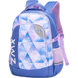 Шкільний рюкзак для підлітків 46L, рюкзак для школи, гімназії, старшої школи з нагрудною стрічкою, світловідбиваючими елементами, відділенням для 17.3' ноутбука, міцний, повсякденний, модель 5255 (Світло-блакитний)