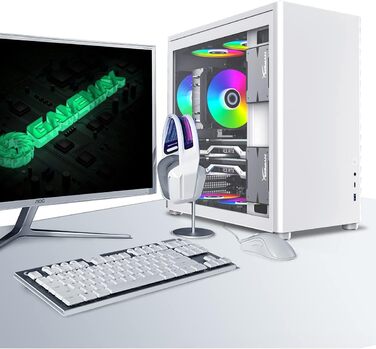 Корпус GameMax Spark Pro для ігрового ПК ATX з двома скляними панелями, USB 3.0/Typ C, білий