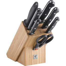 Набір ножів ZWILLING Twin Chef 8 предметів з бамбуковою підставкою, шліфувальник та ножиці