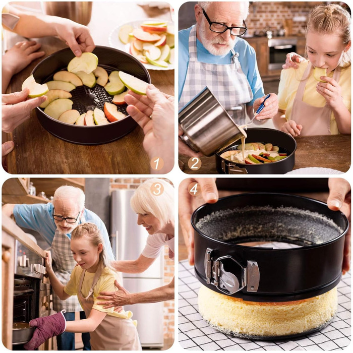 Набір форм для випікання тортів, круглі, знімний дно, антипригарне покриття, 3 розміри (10.2см, 18см, 22см)