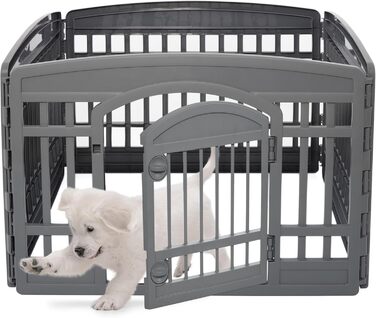 Iris Ohyama Dog Playpen with 4 Panels & Lockable Door - 24