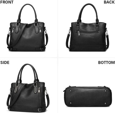 Сумка жіноча VINBAGGE з PU шкіри, шопер, вінтажна, чорна, для офісу та щоденного використання